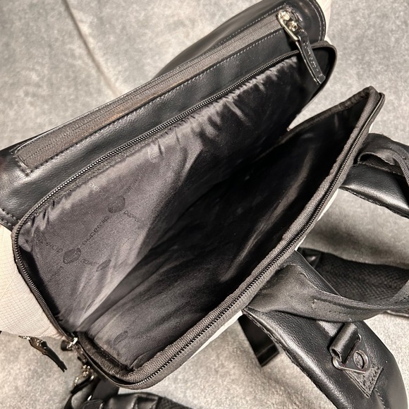 Backpack Changing Bag Quilted Leather Cream Black Travel Bag - Picture 16 of 16